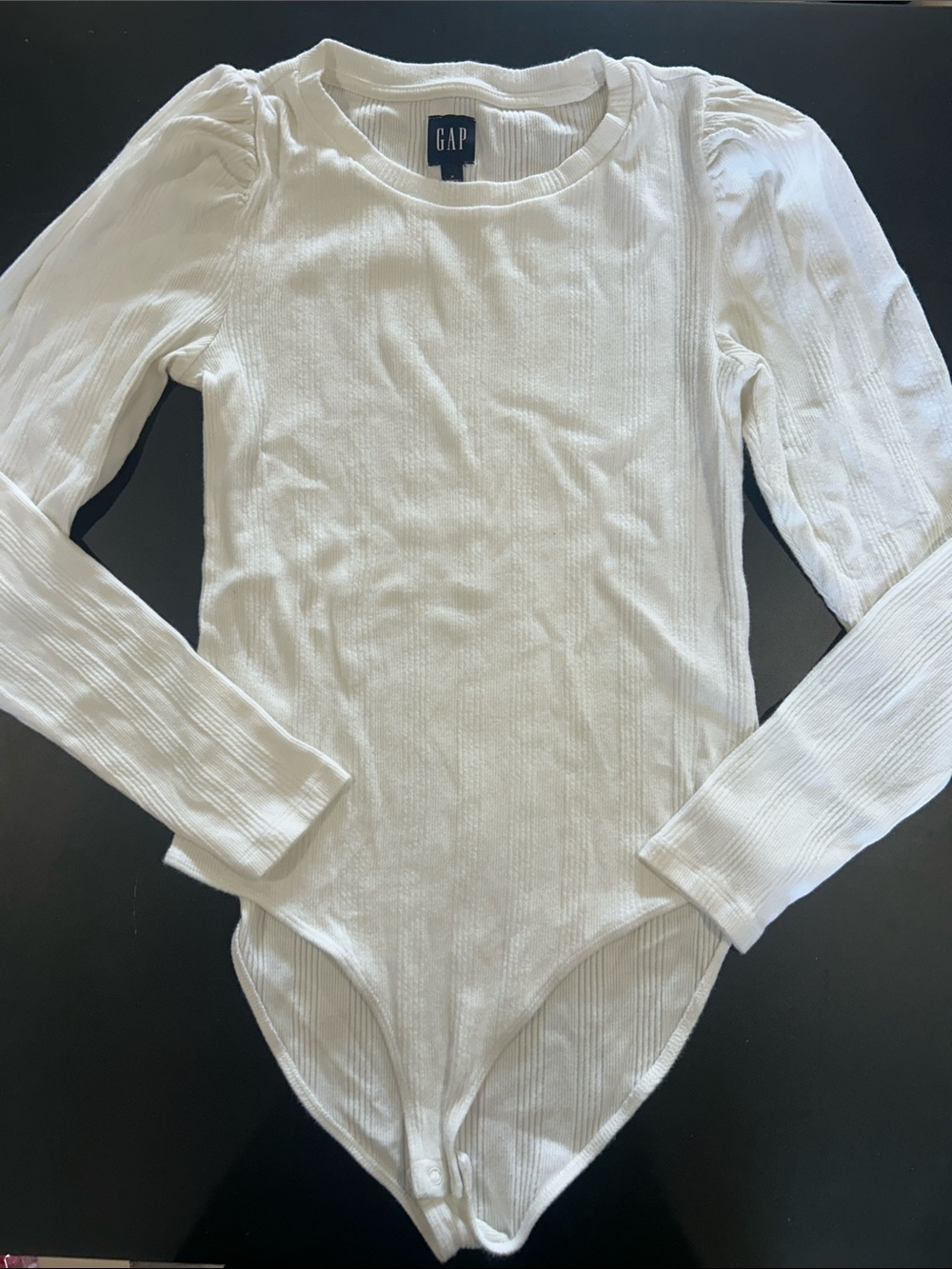 GAP Ivory Ribbed Long Sleeve Bodysuit